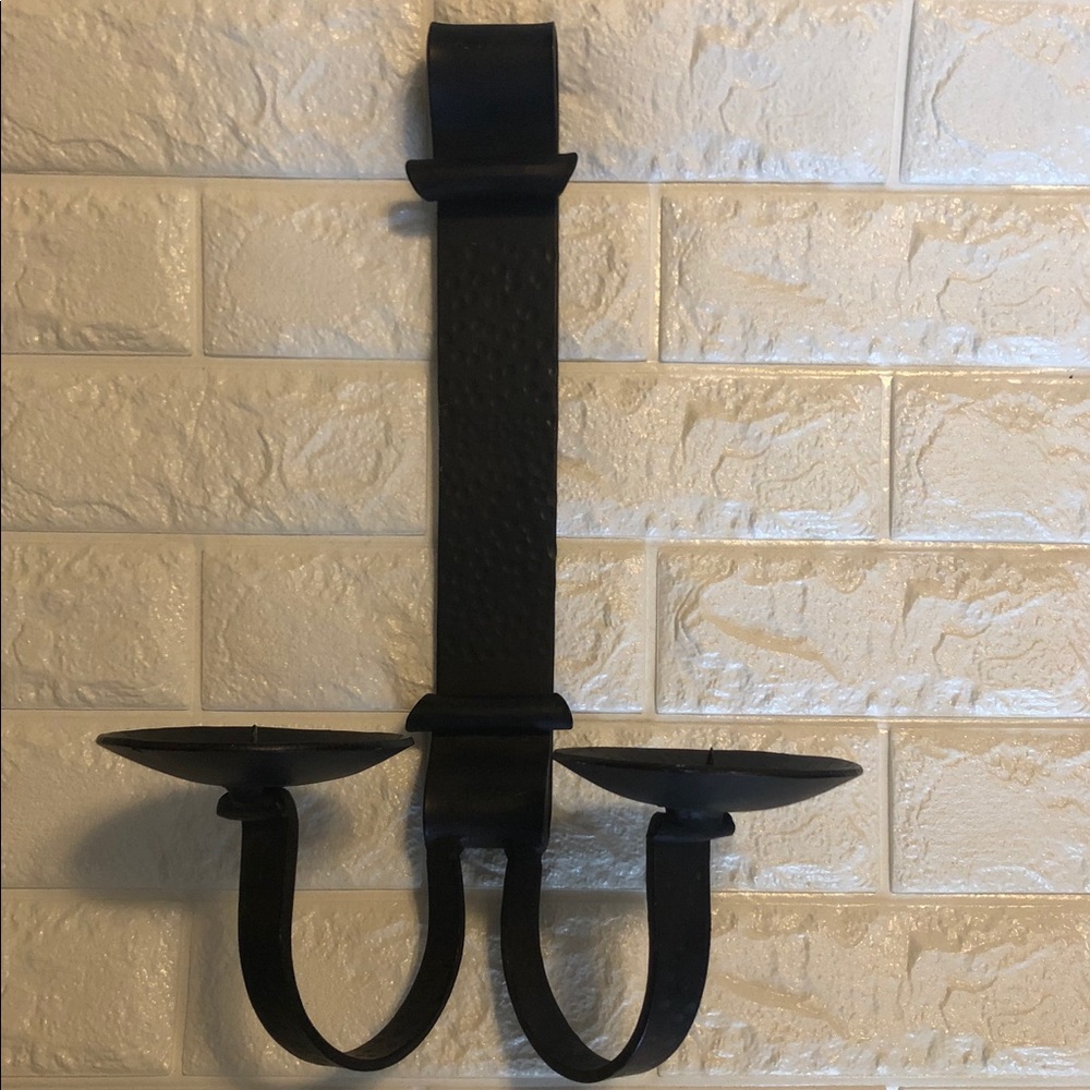 Black Wall-Mounted Double Candle Sconce - Unbranded